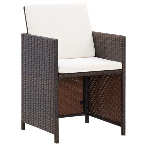 4-Piece Garden Chair Stool Set Poly Rattan Brown - Image 3