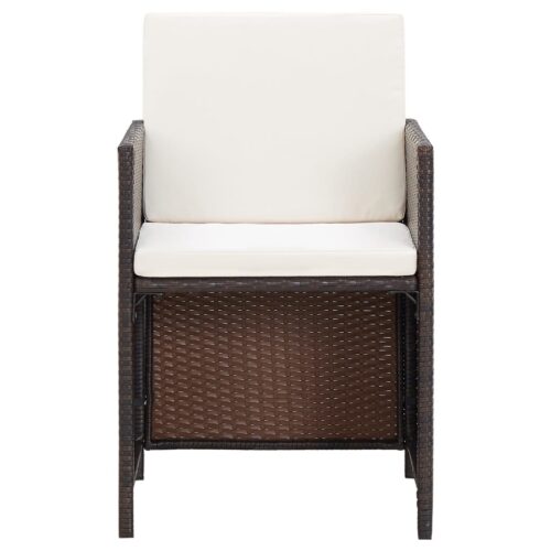 4-Piece Garden Chair Stool Set Poly Rattan Brown - Image 4