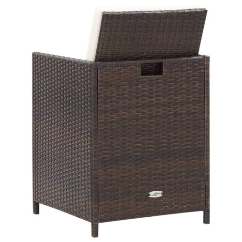 4-Piece Garden Chair Stool Set Poly Rattan Brown - Image 5