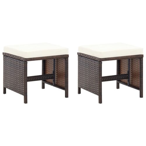 4-Piece Garden Chair Stool Set Poly Rattan Brown - Image 7