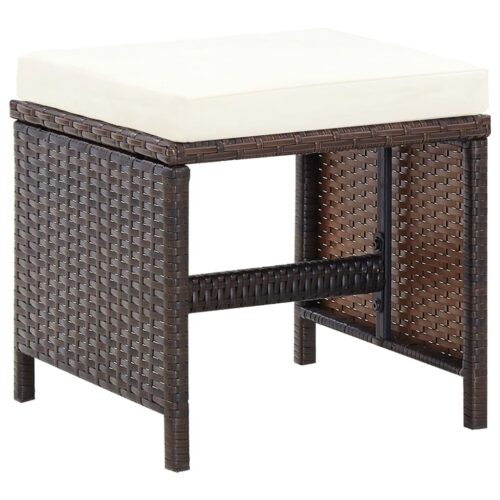 4-Piece Garden Chair Stool Set Poly Rattan Brown - Image 8