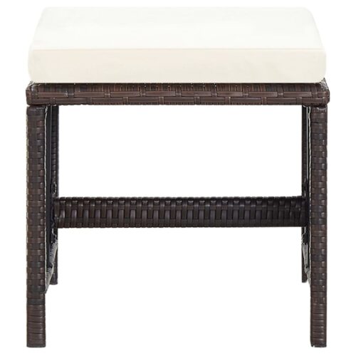 4-Piece Garden Chair Stool Set Poly Rattan Brown - Image 9
