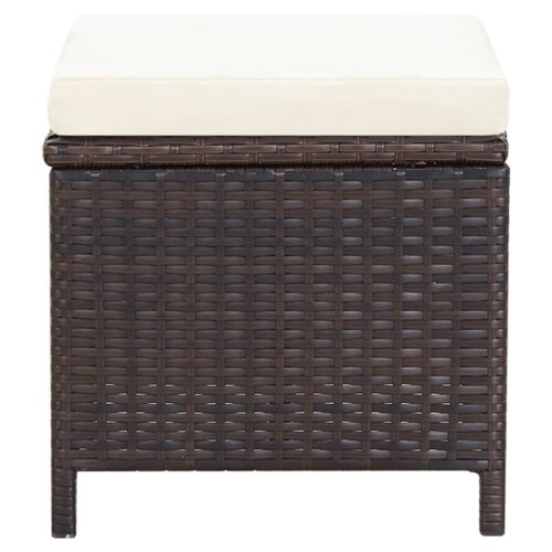 4-Piece Garden Chair Stool Set Poly Rattan Brown - Image 10