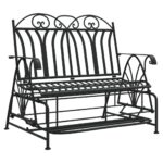 2-Seater Glider Bench 114cm Black Steel