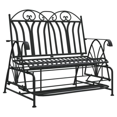 2-Seater Glider Bench 114cm Black Steel
