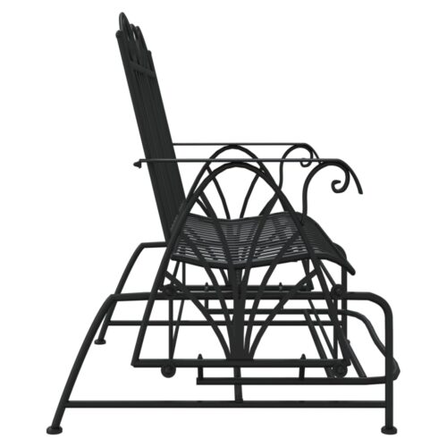 2-Seater Glider Bench 114cm Black Steel - Image 4