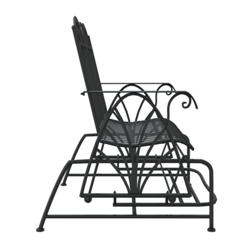 2-Seater Glider Bench 114cm Black Steel - Image 5
