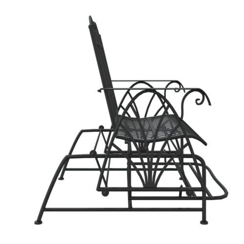 2-Seater Glider Bench 114cm Black Steel - Image 6