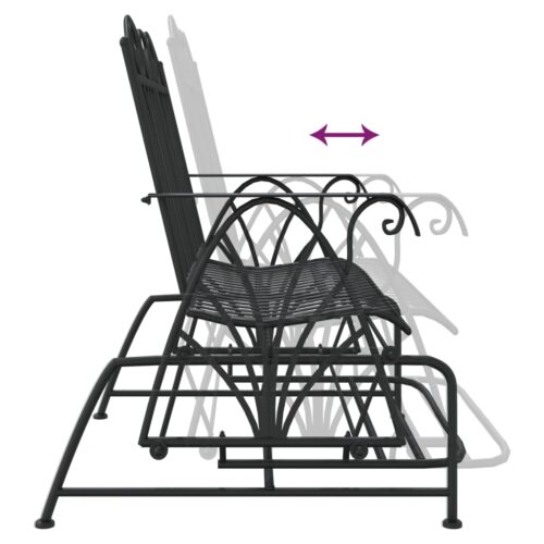 2-Seater Glider Bench 114cm Black Steel - Image 8