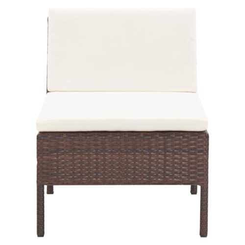 3-Piece Garden Lounge Set with Cushions Poly Rattan Wicker Outdoor Patio Furniture Brown - Image 8