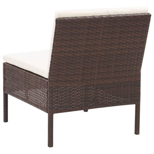 3-Piece Garden Lounge Set with Cushions Poly Rattan Wicker Outdoor Patio Furniture Brown - Image 10