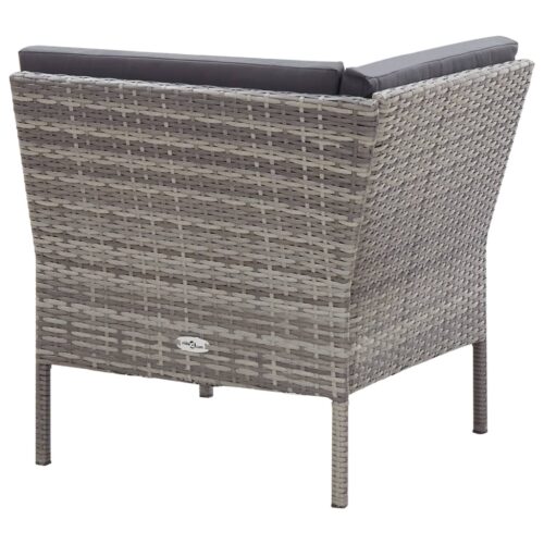 3-Piece Garden Lounge Set with Cushions Poly Rattan Wicker Outdoor Patio Furniture Grey - Image 6