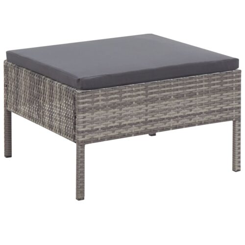 3-Piece Garden Lounge Set with Cushions Poly Rattan Wicker Outdoor Patio Furniture Grey - Image 10