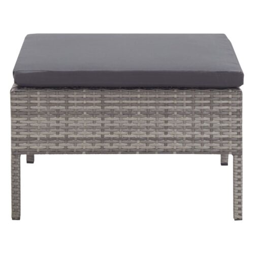 3-Piece Garden Lounge Set with Cushions Poly Rattan Wicker Outdoor Patio Furniture Grey - Image 11