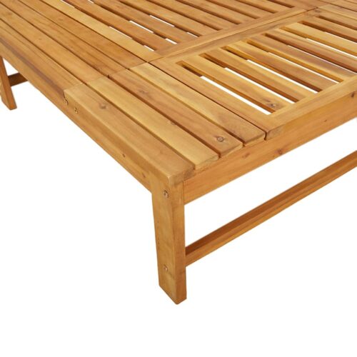 Sun Lounger with Dark Grey Cushion Pillow Solid Wood Acacia - Image 9