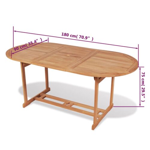 Garden Table 180x90x75cm Solid Teak Wood - Image 6