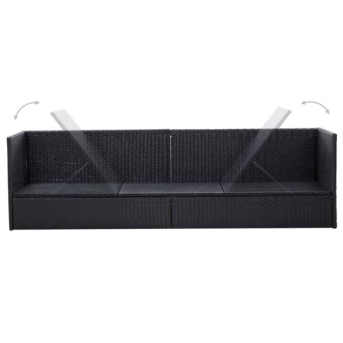 Garden Bed with Cushion Pillow Poly Rattan Black - Image 4