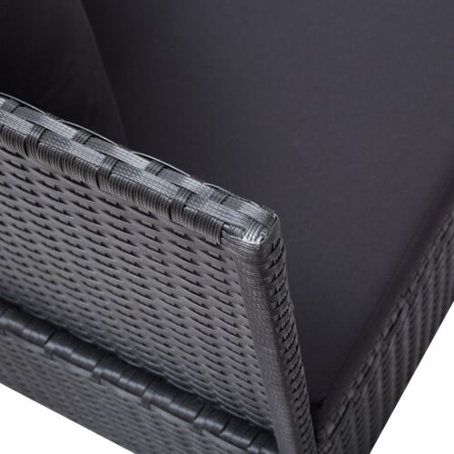 Garden Bed with Cushion Pillow Poly Rattan Black - Image 6