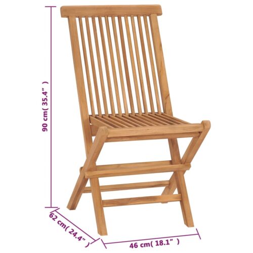 Folding Garden Chairs 4pcs Solid Wood Teak - Image 9