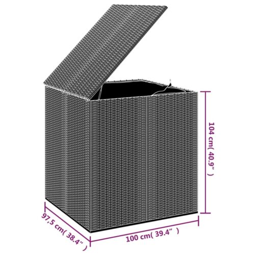 Garden Cushion Box PE Rattan 100x97.5x104cm Grey - Image 5