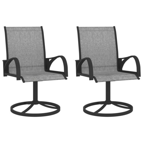 Garden Swivel Chairs 2pcs Textilene Steel Grey