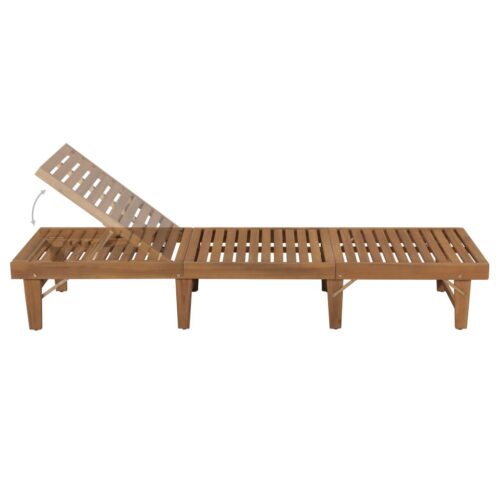Outdoor Folding Sun Lounger with Cushion Garden Sun Pool Chair Solid Acacia Wood - Image 3