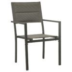 Garden Chairs 4pcs Textilene Steel Grey Anthracite