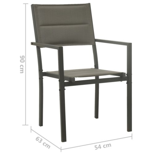 Garden Chairs 4pcs Textilene Steel Grey Anthracite - Image 8