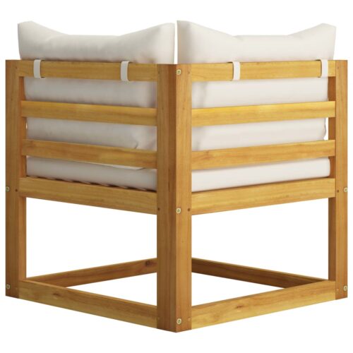 2-seater Garden Bench with Cream White Cushions - Image 5
