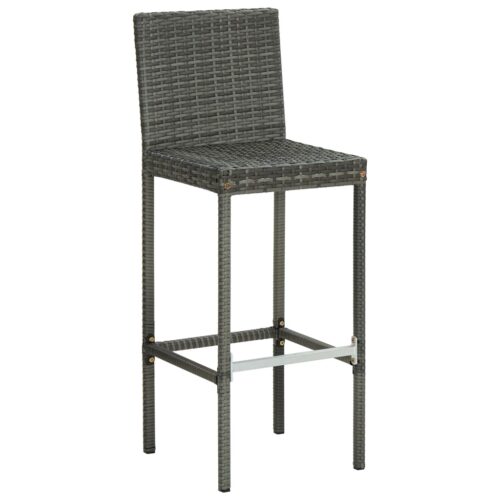 Garden Bar Stools with Cushions 4pcs Grey Poly Rattan - Image 3