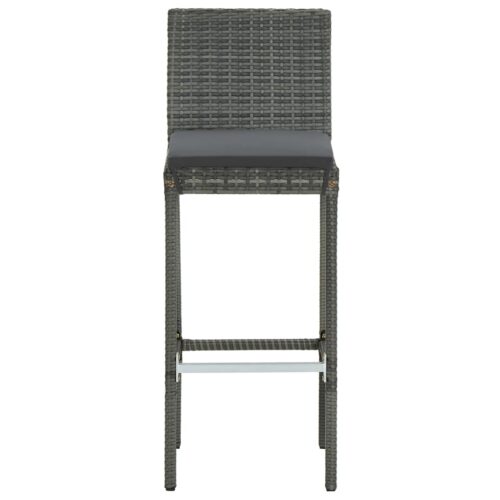 Garden Bar Stools with Cushions 4pcs Grey Poly Rattan - Image 4
