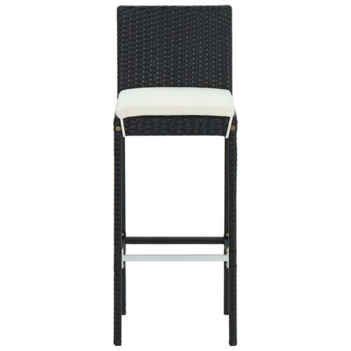 Garden Bar Stools with Cushions 4pcs Black Poly Rattan - Image 4