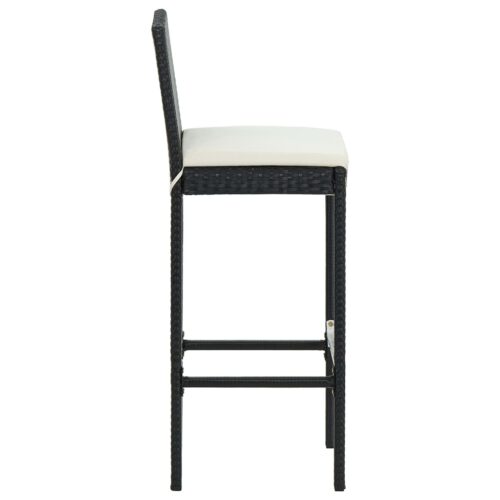 Garden Bar Stools with Cushions 4pcs Black Poly Rattan - Image 5