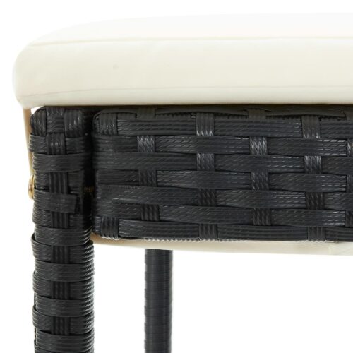 Garden Bar Stools with Cushions 4pcs Black Poly Rattan - Image 8