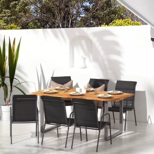 Garden Chairs 6pcs Steel Textilene Black - Image 8