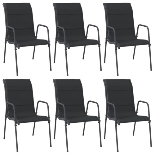 Garden Chairs 6pcs Steel Textilene Black - Image 2