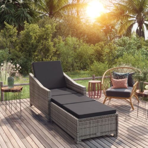Outdoor Sun Lounger Wicker Rattan Garden Patio Pool Beach Lounge Recliner Chair - Image 9