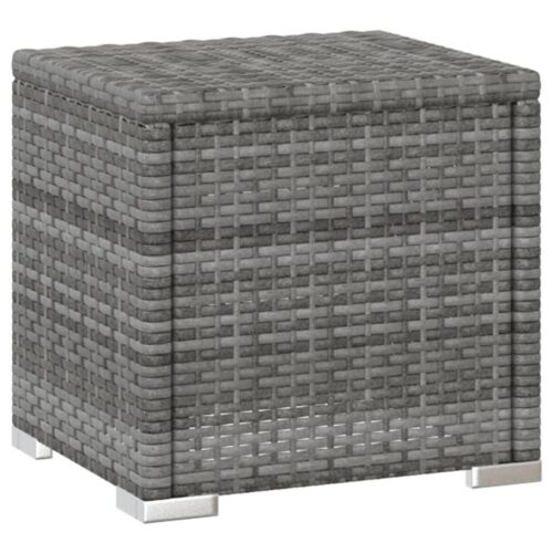 Sun Lounger with Cushion Tea Table Poly Rattan Grey - Image 7