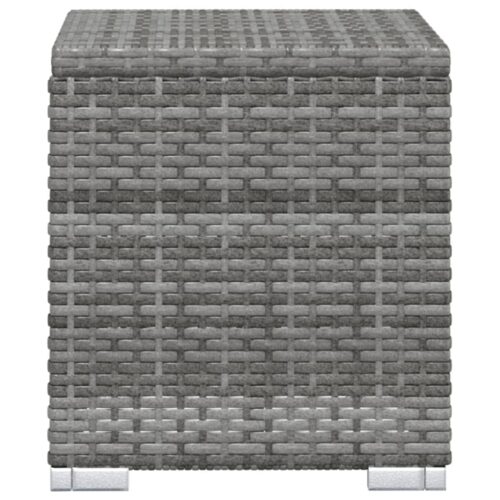 Sun Lounger with Cushion Tea Table Poly Rattan Grey - Image 8
