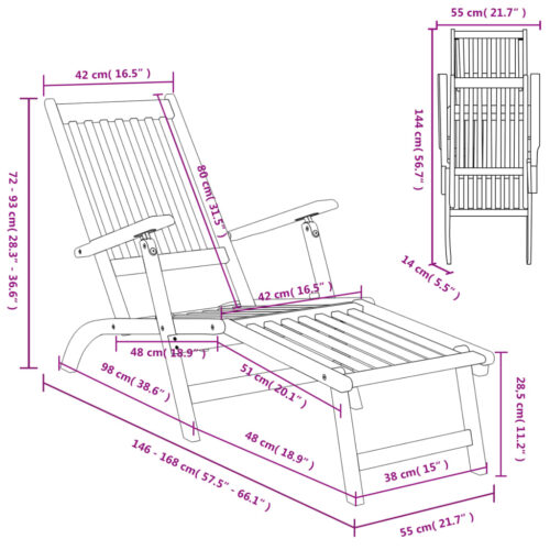 3pcs Outdoor Folding Sun Lounger Set Wood Timber Patio Garden Table Recliner Chairs - Image 11