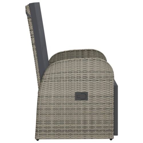 Reclining Garden Chairs with Cushions 2pcs Grey Poly Rattan - Image 5