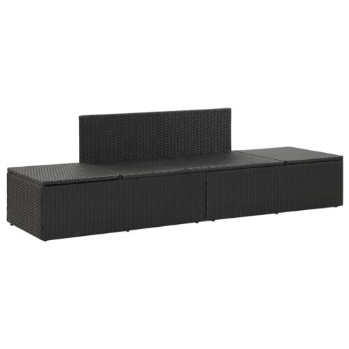 Sun Bed with Cushions Poly Rattan Black - Image 6