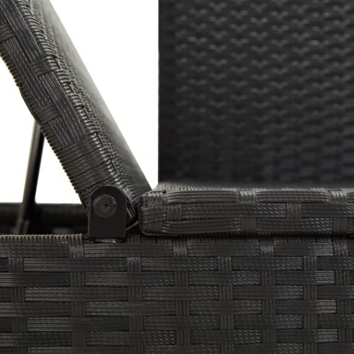 Sun Bed with Cushions Poly Rattan Black - Image 7