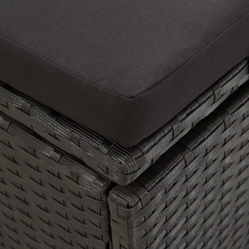 Sun Bed with Cushions Poly Rattan Black - Image 8