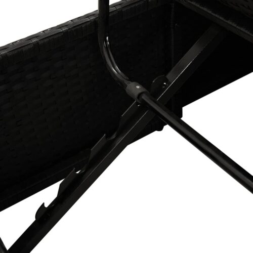 Sun Bed with Cushions Poly Rattan Black - Image 9