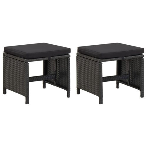 4-Piece Garden Chair Stool Set Poly Rattan Black - Image 3