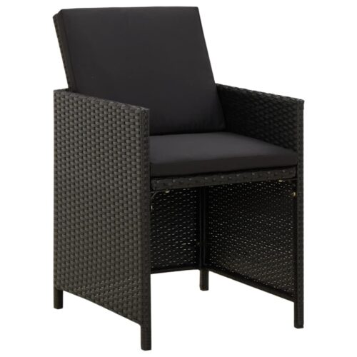 4-Piece Garden Chair Stool Set Poly Rattan Black - Image 4