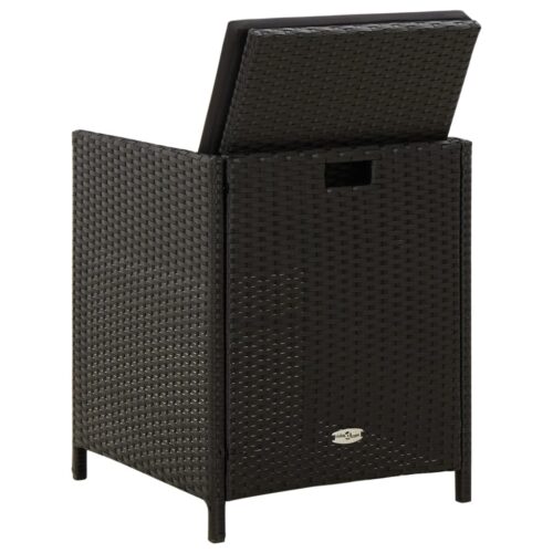 4-Piece Garden Chair Stool Set Poly Rattan Black - Image 7