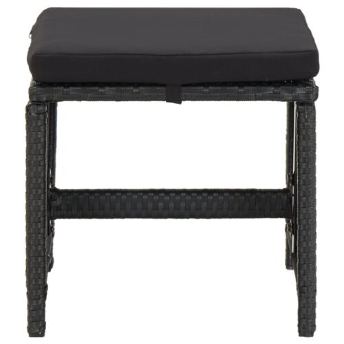 4-Piece Garden Chair Stool Set Poly Rattan Black - Image 9