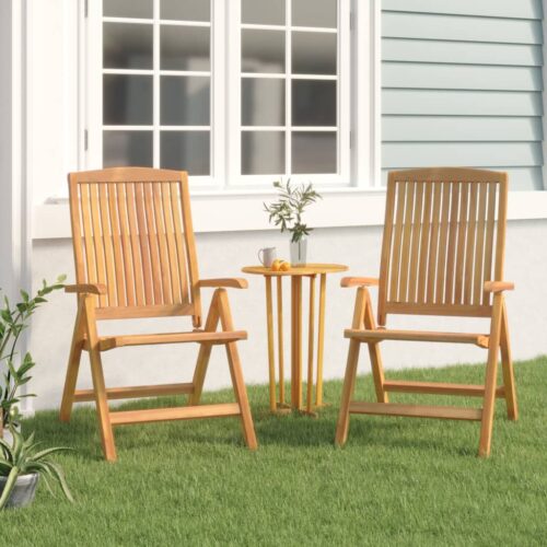 Reclining Garden Chair 2pcs Solid Wood Teak - Image 10